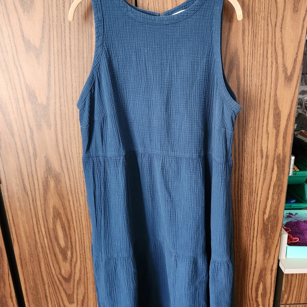Ava & Viv Textured Navy Midi Dress